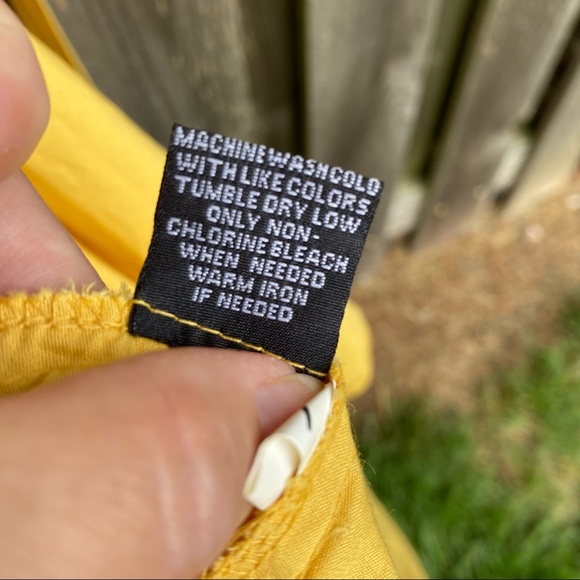 NWT 100% cotton Mustard yellow Belted Asymmetric Ruffle bottom Tunic button up … - Picture 9 of 9